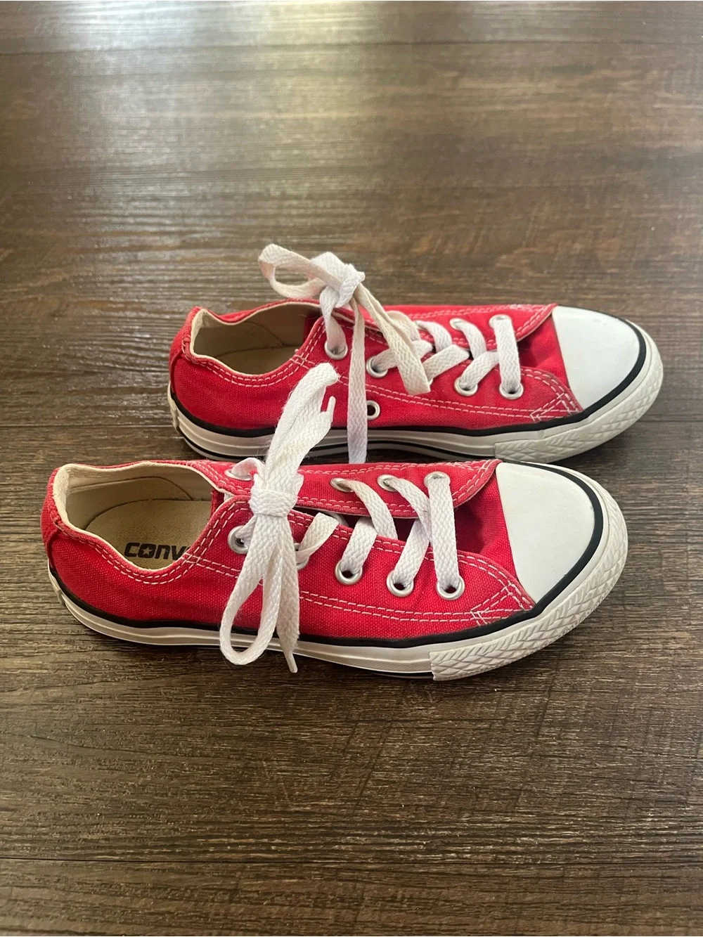 Converse Kids Red Canvas Low-Top Sneakers with White Laces
